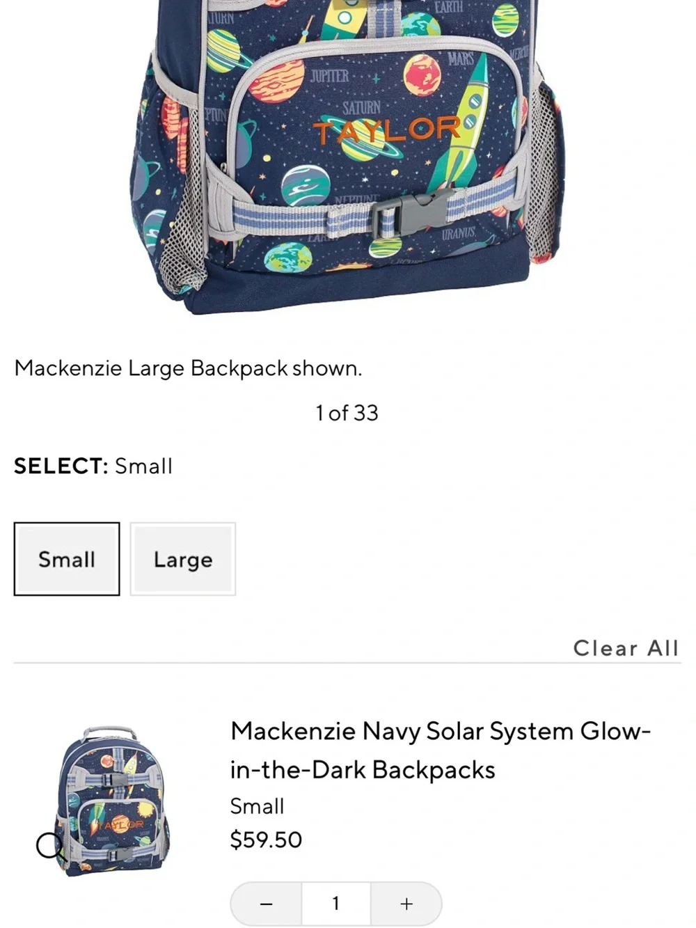 Pottery Barn Kids Navy Space Backpack with Multicolor Planet Print